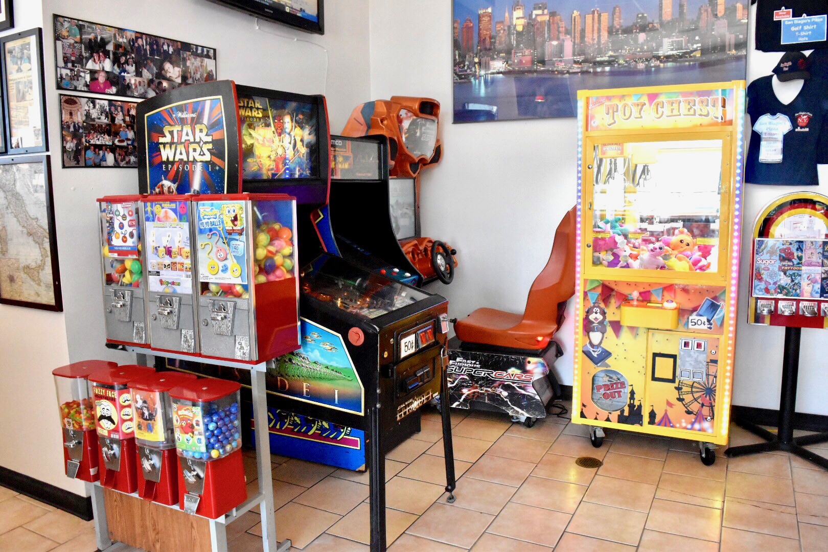 Photo of arcade machines located inside
